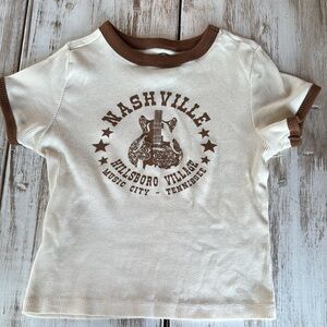 Cream and Brown Short Sleeve Nashville Graphic Tee
